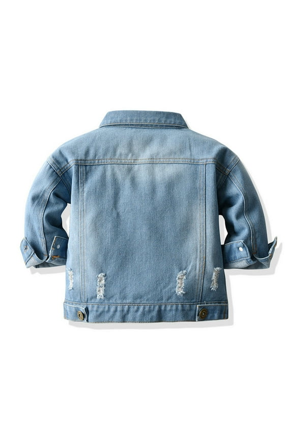 Boys' denim jacket with buttons, beautiful and fashionable, easy to match(Blue,70)