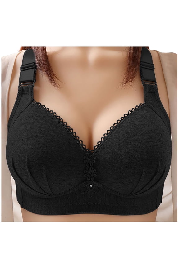 Bras for Women No Underwire Women's Minimizer Bra, Satin Tracings Underwire Bra, Bustline Slimmer, Full Coverage Bra Black,XL(42/95)