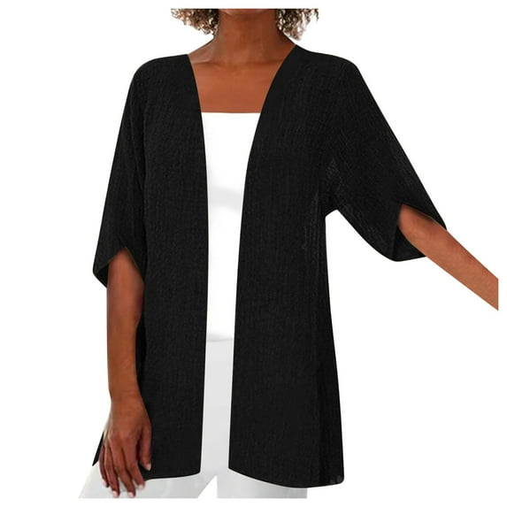 kamemir Cardigan Sweaters for Women Lightweight Cardigans for Women Loose Casual Long Sleeved Open Front Breathable Cardigans with Pockets(Black,5XL)