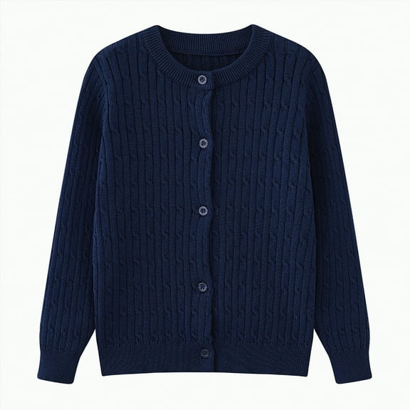 kamemir Cardigan for Girls School Clothes for Girls Girls Long Sleeve Knit Cardigan(Blue,9-10 Years)