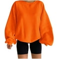 thumbnail image 1 of kamemir Comfort Hoodies for Anxiety Womens Sweatshirt Casual Long Sleeve Crewneck Lightweight Pullover Tops Loose Sweatshirts(Orange,XL), 1 of 6
