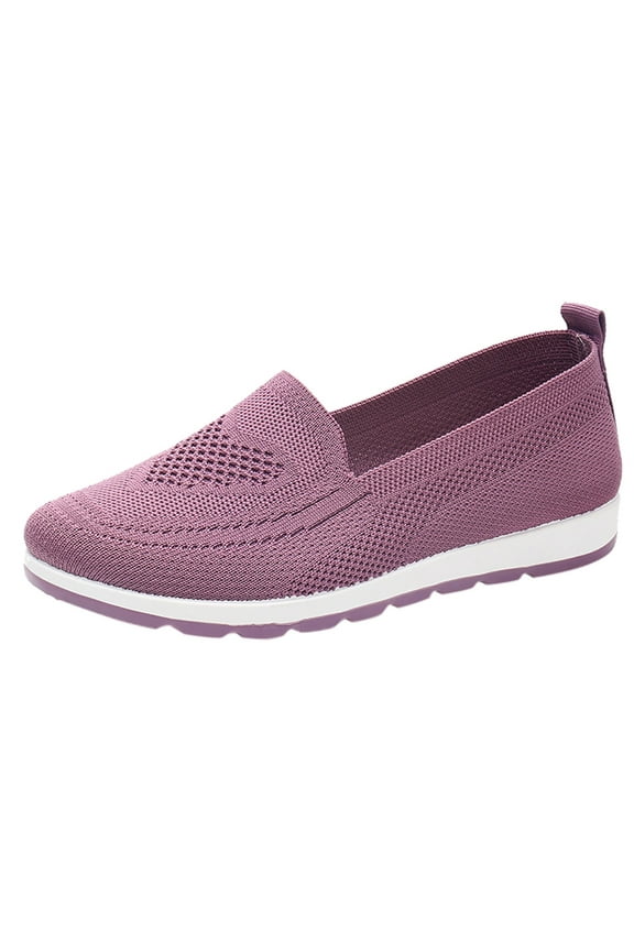 Comfortable Walking Shoes Women Women's Walking Shoes - Sock Sneakers Slip on Mesh Platform Air Cushion Shoes Work Comfortable(Purple,8)