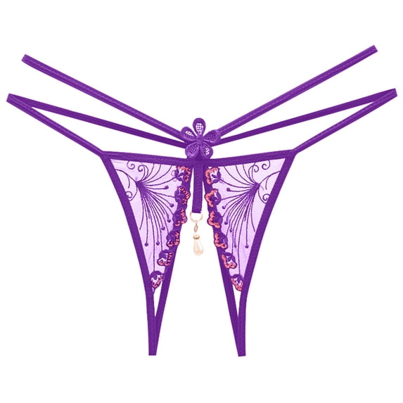 kamemir Cotton Underwear for Women Thongs for Women Cotton Panties Stretch T-back Tangas Low Rise Hipster Underwear Sexy(Purple,One Size)