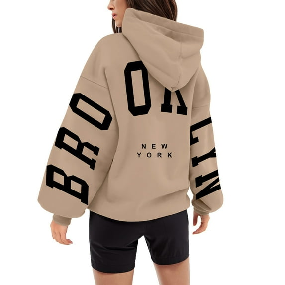 kamemir Crew Neck Sweatshirts Women Women's Casual Long Sleeve Color Tops Crewneck Sweatshirts Cute Loose Fit Pullover with Pockets(Khaki,L)