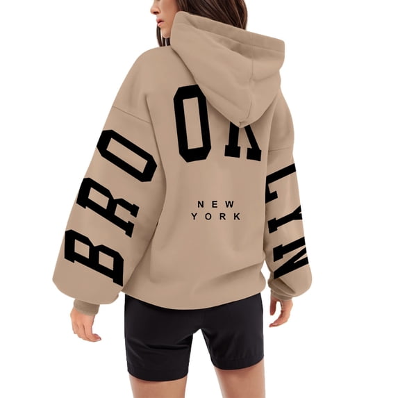 kamemir Crewneck Sweatshirts Women Casual Womens Sweatshirt Solid Color Crew Neck Long Sleeve Loose Pullover Tops Fall Y2K Clothes(Khaki,XXL)