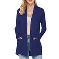 thumbnail image 1 of kamemir Cropped Cardigan Women's 2025 Lightweight Down Long Sleeve Casual Crew Neck Soft Knit Fall Cardigan Sweater Tops(Blue,M), 1 of 5