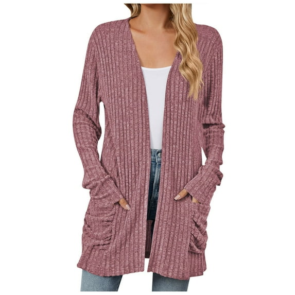 kamemir Cropped Cardigan Women's 2025 Long Sleeve Open Front Hoodie Knit Sweater Cardigan Outwear( Red,XXL)