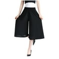 thumbnail image 1 of kamemir Culottes - Wide Leg Culottes for Women High Waist Wide Leg Culottes, Culottes(Black,L), 1 of 4