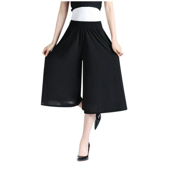 kamemir Culottes - Wide Leg Culottes for Women High Waist Wide Leg Culottes, Culottes(Black,XXL)