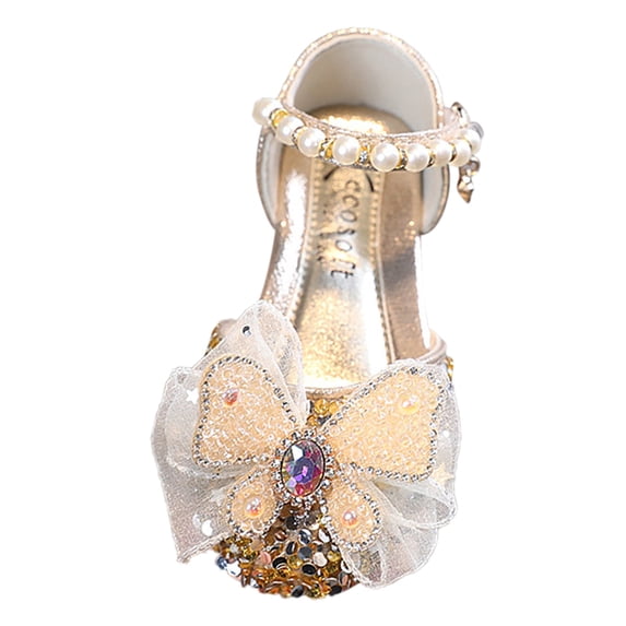 kamemir Fashion Autumn Toddler And Girls Casual Shoes Leather Shoes Dance Performance Shoes Round Toe Girls Dress Wedge Shoes(Gold,2)