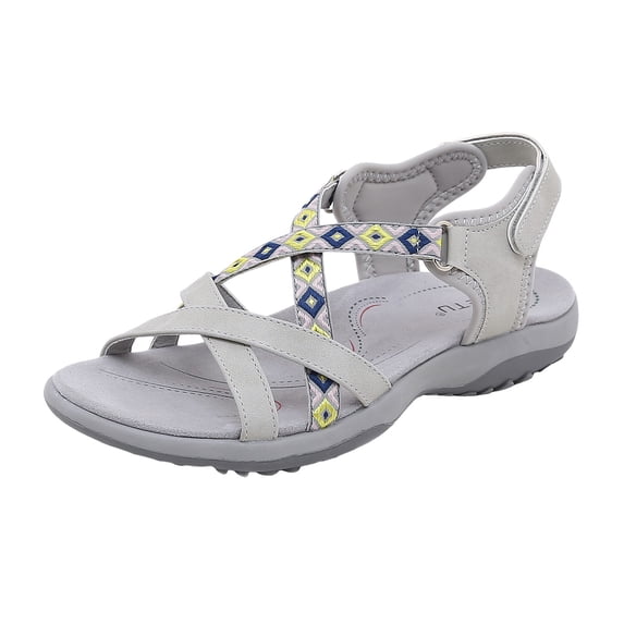 kamemir Flat Sandals for Women Sandals Women: Women Flats Sandals for Dresses - Elastic Ankle Strap Flip Flops(Grey,6)