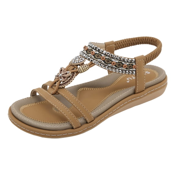 kamemir Flat Sandals for Women Summer Flat Sandals for Women Comfortable Casual Beach Shoes Ankle Strap Sandals Flip Flops(Yellow,8)