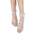 thumbnail image 1 of kamemir Frilly Socks Cute Colorful Socks for Women Ankle Socks(Pink,One Size), 1 of 4
