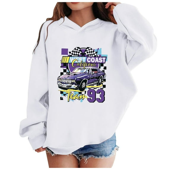 kamemir Girl Hoodie Sweater Kids Baby Girls Casual Sweatshirt Long Sleeve Pullover Tops Toddler Loose Crew Neck Hoodies(White,130)