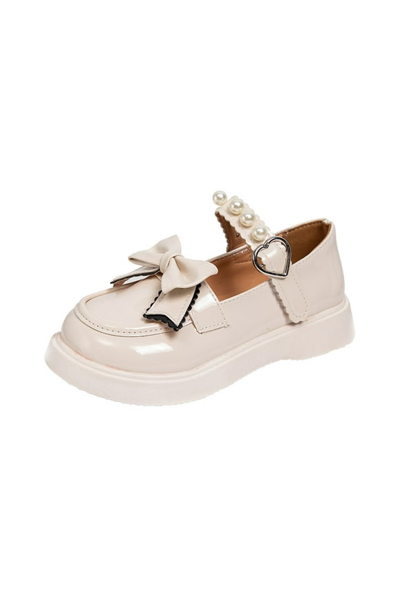 Girl's Loafers Slip On Round Toe Oxford Shoes Flats School Uniform Dress Shoes for Girls(White,11)