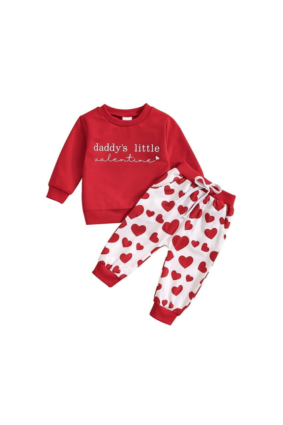 Girls Fall Outfits Boys Girls 2 Pieces Sweat Suit Unisex Kids Long Sleeve Pullover and Slacks Jogger Set(Red,18-24 Months)