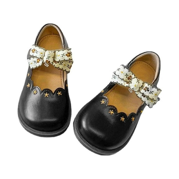 kamemir Girls Flat Dress Shoes School Oxfords Marry Jane White Shoe(Black,9)
