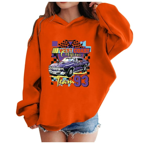 kamemir Girls Hoodie Girl Sweatshirts Pullover Crewneck Winter Long Sleeve Tops Shirts(Orange,120)