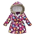 thumbnail image 1 of kamemir Girls Puffer Jacket, Girls' Casual Jacket Long Sleeved Long Sleeved Turndown Neck Jacket Printed Clothing Outwear Parkas(2-3 Years,2-3 Years), 1 of 2