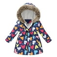 thumbnail image 1 of kamemir Girls Puffer Jacket, Girls' Casual Jacket Long Sleeved Long Sleeved Turndown Neck Jacket Printed Clothing Outwear Parkas(2-3 Years,2-3 Years), 1 of 2