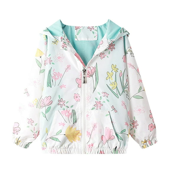kamemir Girls Jacket Girl Baby Kid Waterproof Hooded Coat Jacket Outwear Raincoat Hoodies(White,120)