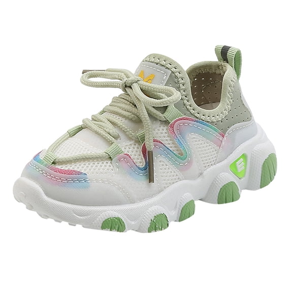 kamemir Girls Running Sneakers Toddler/Little Kid Boys Girls Lightweight Breathable Adjustable Strap Elastic Lace Running Sneaker Shoe(Green,11)