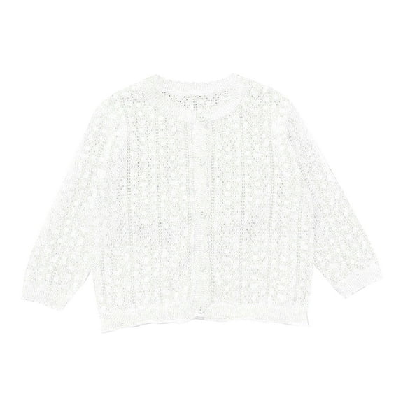 kamemir Girls Solid Cardigan(White,5-6 Years)