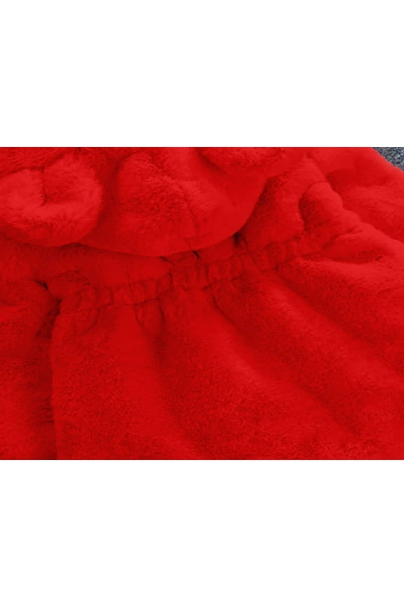 Girls Winter Warm Coat with Ear Hood Wool Jacket(Red,120)