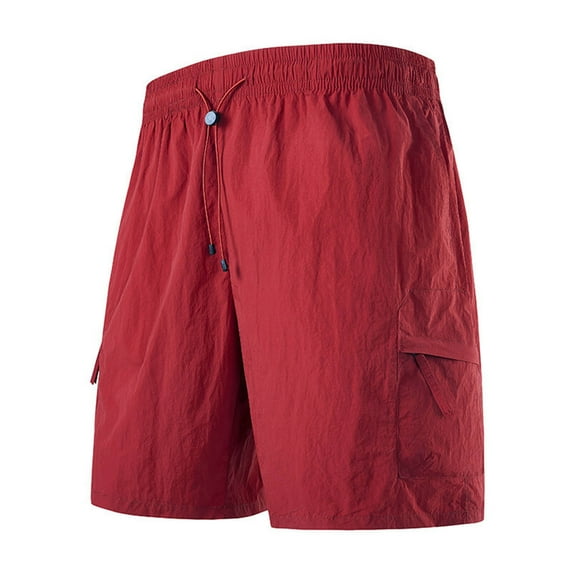 kamemir Gym Shorts Men Mens Casual Shorts - Cotton Drawstring Summer Beach Shorts(Red,3XL)