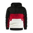 thumbnail image 1 of kamemir Hoodie Men Men's Sweatshirts Long Sleeve Pullover Patchwork Plaid Jacquard Hoodie Casual Drawstring Hoody Top(Red,L), 1 of 5