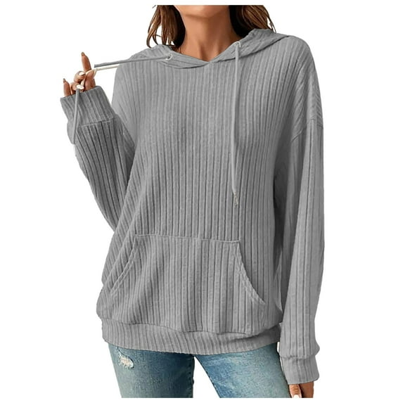 kamemir Hoodie Women Women's Oversize Sweatshirts Reverse Seam Long Sleeve Crewneck Jackets Casual Pullover Fall Winter Coat 2025(Grey,S)