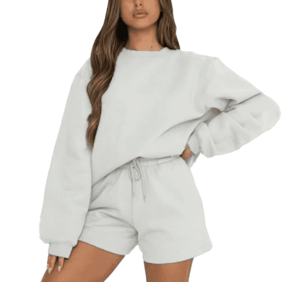 kamemir Hoodie Women Women's Oversized Fall Winter Sweatshirts Long Sleeve Crew Neck Casual Solid Color Pullover Tops Shirts(Grey,M)