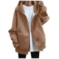 thumbnail image 1 of kamemir Hoodies for Women Zip up Hoodies for Women Full Zip Up Cropped Sweatshirts Casual Hooded Pullover Sweaters Tops Fall Winter Clothes 2024(Khaki,M), 1 of 4