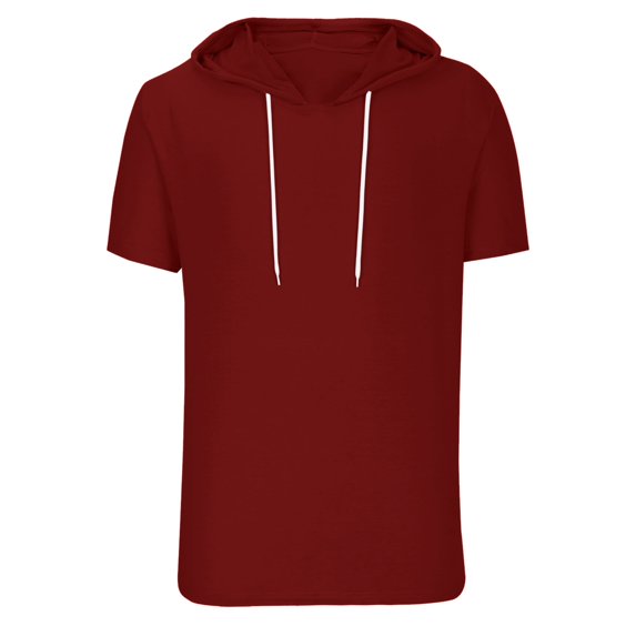 kamemir Hoodies for Men Fashion Drawstring Short Sleeve Loose Fit Solid Color Breathable Soft Kangaroo Pocket Shirts(RD1,XL)