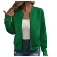 thumbnail image 1 of kamemir Women’s Casual Bomber Jacket Lightweight Long Sleeve Stand Collar Zip Up Jackets Coats(Green,M), 1 of 6