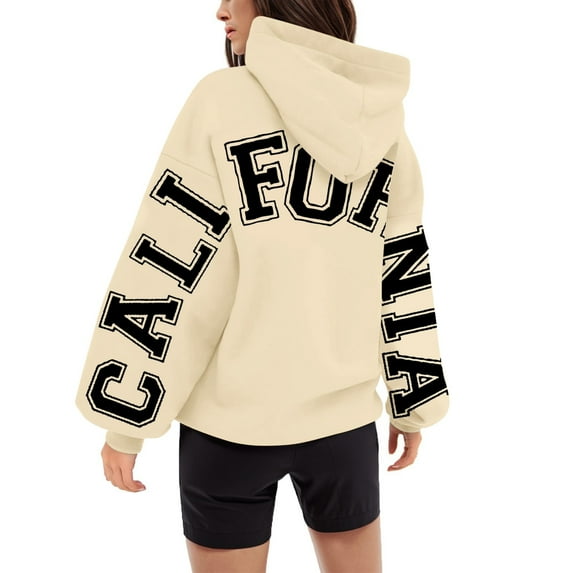 kamemir Hoodies for Women Womens Tops,Women's Casual Sweatshirt Crewneck Loose Long Sleeves Pullover Tops Shirts Basic Oversized Hoodies(Beige,S)
