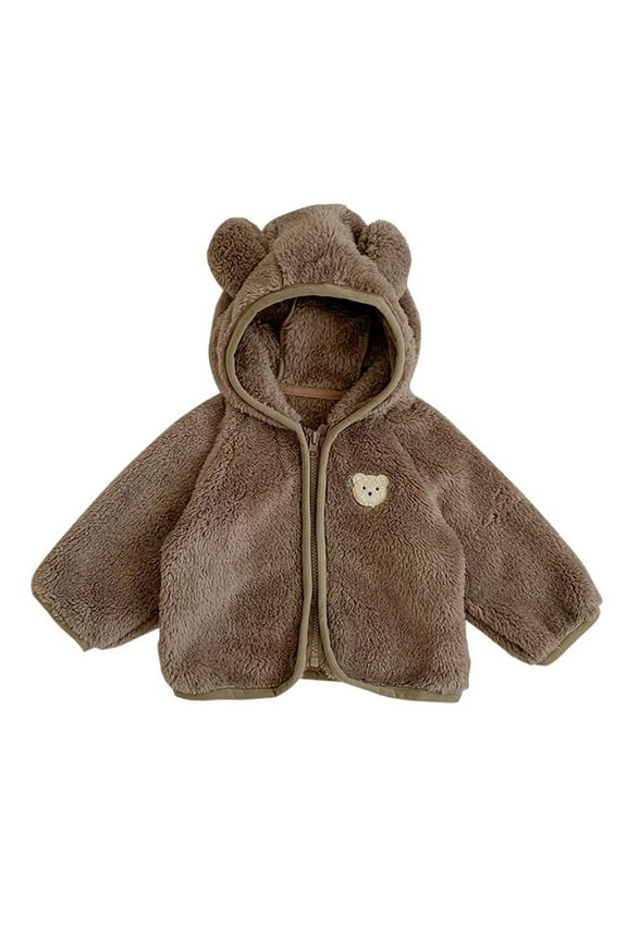 Jacket for Boys Boys Full Zip Polar Jacket(Coffee,0-6 Months)