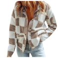thumbnail image 1 of kamemir Jackets For Women Causal Sherpa Fall Jacket Loose Button Down Plaid Winter Coats(Brown,XL), 1 of 6