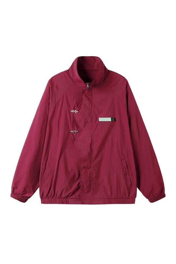 Jackets for Men Women Men Windproof Jacket Plus Size Lightweight Sun Protection Hooded Full Zip Windbreaker Outdoor Riding Sports Coat(Red,3XL)