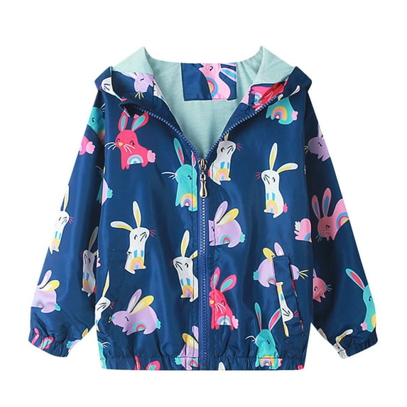 kamemir Jackets for Girl, Windbreaker Zipper Long Sleeve Lightweight Kids Coats(120,120)