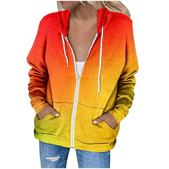 kamemir Light Weight Jackets Womens Women's Long Sleeve Front Bomber Jacket with Ribbed Cuffs(Orange,S)