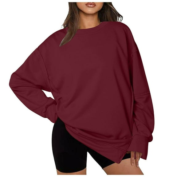 kamemir Lightweight Sweatshirts for Women Womens Oversized Sweatshirts Hoodies Crew Neck Pullover Sweaters Casual Comfy Fall Fashion Outfits Clothes 2024(Coffee,XL)