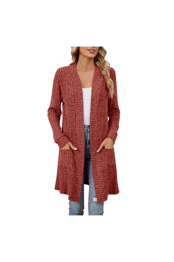Long Cardigans for Women Women's Crochet Cardigan Kimono Boho Long Sleeve Lightweight Soft Oversized Open Front Knitted Sweater(Brick Red,XXL)