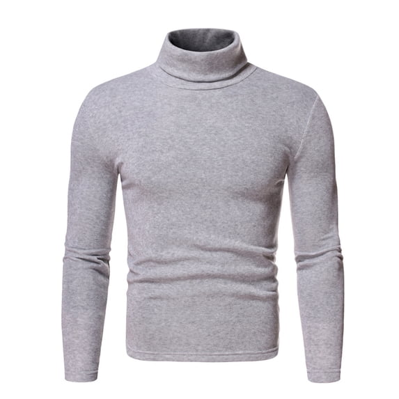 kamemir Long Sleeve Shirts Men Cotton Pullover Sweaters Neck Knitted T Shirt Basic Slim Fit Tee Tops(X-Grey,M)