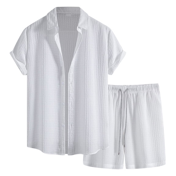 kamemir Men 2 Piece Outfits Men's short sets outfits 2 piece summer tracksuit short sleeve polo shirt and shorts set casual sport suit(White,L)