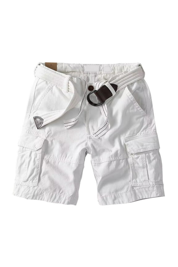 Men Cargo Shorts Mens Cargo Shorts Elasticated Waist Casual Combat Pants(White,34)
