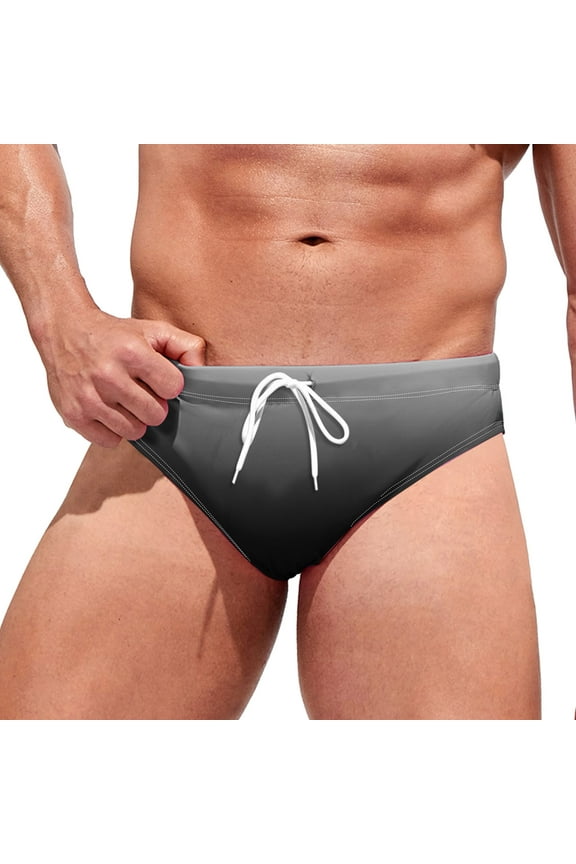 Men Sexy Swimwear Mens Fashion Leisure Hawaii Soft And Comfortable Swimming Hot Springs With Triangle Swimsuit Trunks(Black,XXL)