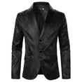 thumbnail image 1 of kamemir Men Suits Slim Fit Mens Suit Blazer Jacket Two Button Stretch Sports Coats(Black,L), 1 of 6
