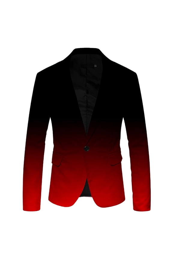 Men Suits Slim Fit Mens Suit Blazer Jacket Two Button Stretch Sports Coats(Red,L)