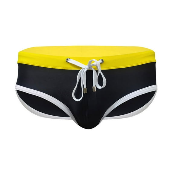 kamemir Men Swim Brief Male Summer Cool Sports Colorful Fit Beach Shorts Triangle Fashion Sexy Swimming Trunks(Black,L)